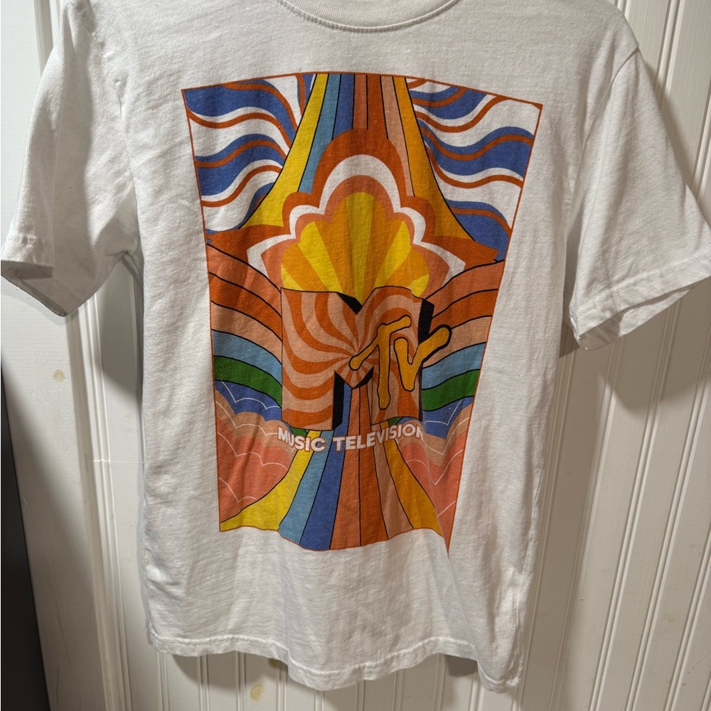 MTV White Tee with Colorful Graphic